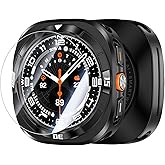 Goton Metal Case with Screen Protector for Galaxy Watch Ultra/Ultra 2025 47mm, 360° Full-Body Rugged Stainless Steel Bumper + PC Back Cover, for Samsung Galaxy Watch 7/8 Ultra, Titanium Black+White