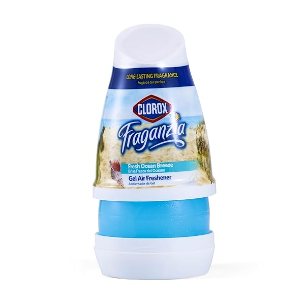 CLOROX FRAGANZIA CONE GEL AIR FRESHENER, TWIST OPEN ADJUSTABLE SOLID AIR DEODORIZER FOR SMALL INDOOR SPACES, CONTINUOUS FRESH OCEAN BREEZE SCENT FOR BATHROOM OFFICE CLOSET ODOR CONTROL, 6 OZ