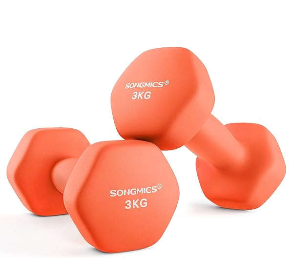 SONGMICS 2 Stück Hexagon Hanteln mit Neoprenbeschichtung für Krafttraining, Fitness, Zuhause