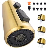Pull Down Spray Head Replacement - for Kitchen Faucet Sprayer Head with 9 Adapters, 3 Function Pull Out Faucets Spray Nozzle Compatible with Moen, American Standard Faucets, Brushed Gold