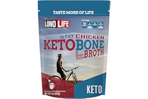 LonoLife Keto Chicken Bone Broth Powder Mix | 10g Protein | Collagen-Rich, Keto & Paleo Friendly | Natural Ingredients | 8oz Bulk Container (15 Servings)