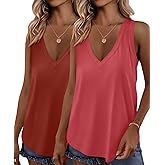 KKJ 2 Pack Womens Tank Tops 2026 Workout V Neck Tees Spring Summer Sleeveless Loose Fit Casual Outfits Shirts Fashion Clothes