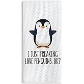 TNUW Penguin Gifts Kitchen Towels – Cute Hand Towels 16×24 in, Funny Winter Gifts for Women, Animal-Themed Dish Towels for Holiday or Bathroom Decor