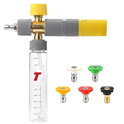 Tool Daily Foam Cannon, Small Foam Cannon for Pressure Washer, 5 Power Washer Nozzle Tips, 1/4 Inch Quick Connect