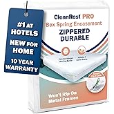 CleanRest PRO Box Spring Encasement - Ultimate Defense Against Allergens, Dust Mites, and More - Water Resistant, MicronOne Allergen Barrier, Zip-N-Click (Queen)