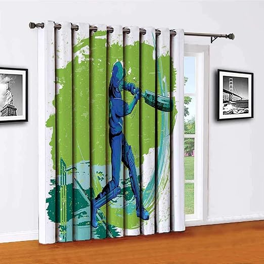 Toopeek Cricket Player Pitching Sliding Door Shades,Patio Curtains