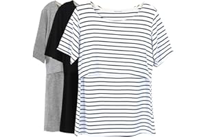 Smallshow 3 Pcs Maternity Nursing T-Shirt Short Sleeve Nursing Tops