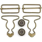 Enosea 4 Sets Metal Overall Buckles Suspender Replacement Buckles with Adjustable Buckle Slider and No-Sew Buttons(1.5 inch)
