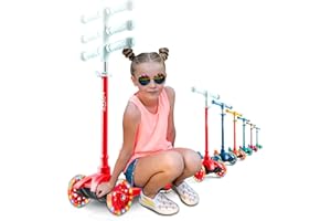 KICKSY WHEELS Kicksy - Kids Scooter - Toddler Scooter for Kids 2-5 Adjustable Height - 3 Wheel Scooter for Kids Ages 3-5 Boys & Girls - Kids Three Wheel Scooter with Light Up LED Wheels