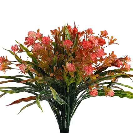 Mihounion 4pcs Fleur Artificielle Fausse Plante Aquarium Petit Arbuste Avec De Fleur Rose Rouge Pour Décoration De La Maison Intérieur