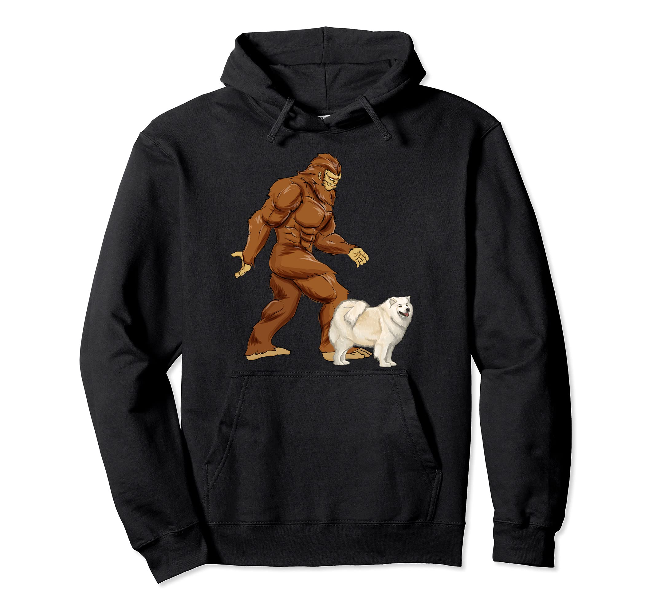 Funny Bigfoot Walking Samoyed Sasquatch Dog Pullover Hoodie