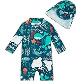 upandfast Baby/Toddler Swimsuit UPF 50+ Sun Protection One Piece Zipper Bathing Suit with Sun Hat Infant Beach Swimwear
