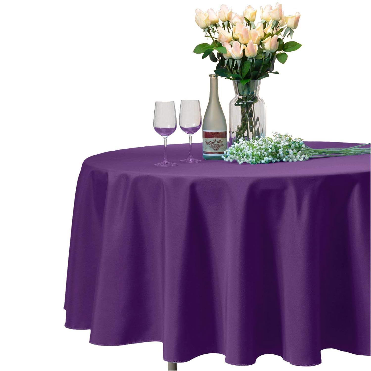 Best dark purple satin table cloth