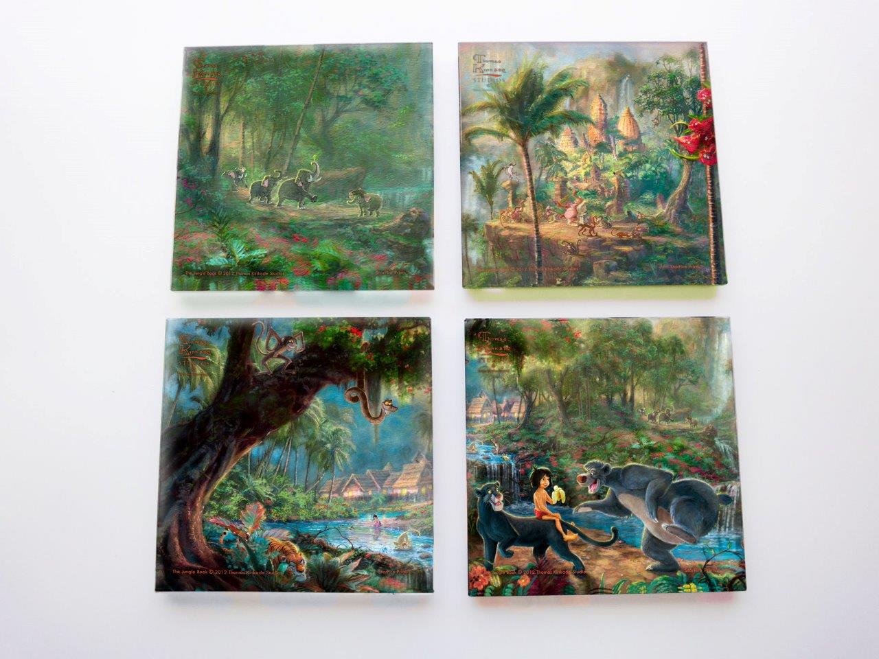 Trend Setters Disney's Jungle Book (Thomas Kinkade Art) Glass Coaster Set, 4" x 4", Translucent