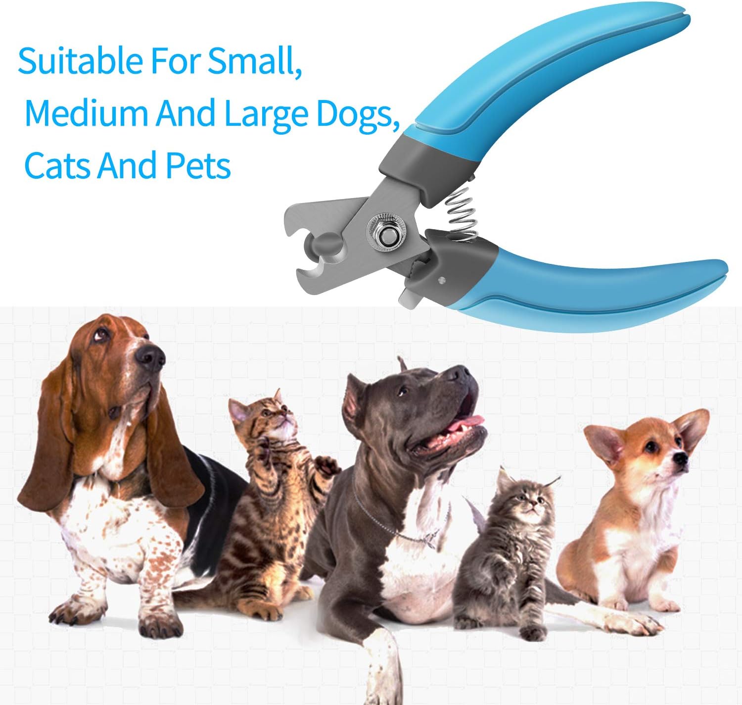 FMU Dog & Cat Pets Nail Clippers and Trimmer - with Quick Safety Guard to Avoid Over-Cutting Toenail - Razor Sharp Blades, Professional Grooming Tool for Large Medium Small Breed Animals