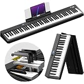 OYAYO 88 Key Weighted Folding Keyboard, FHP10 Full-Size Portable Digital Piano, Foldable Electric Piano with Gig Bag, Sustain Pedal, Ideal for Beginners &amp; Pros, Black