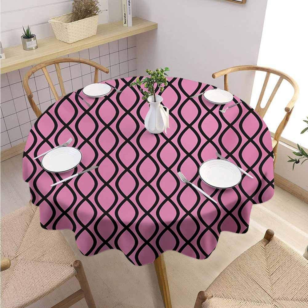 DILITECK Hot Pink Picnic Round Tablecloth Vertical Wavy