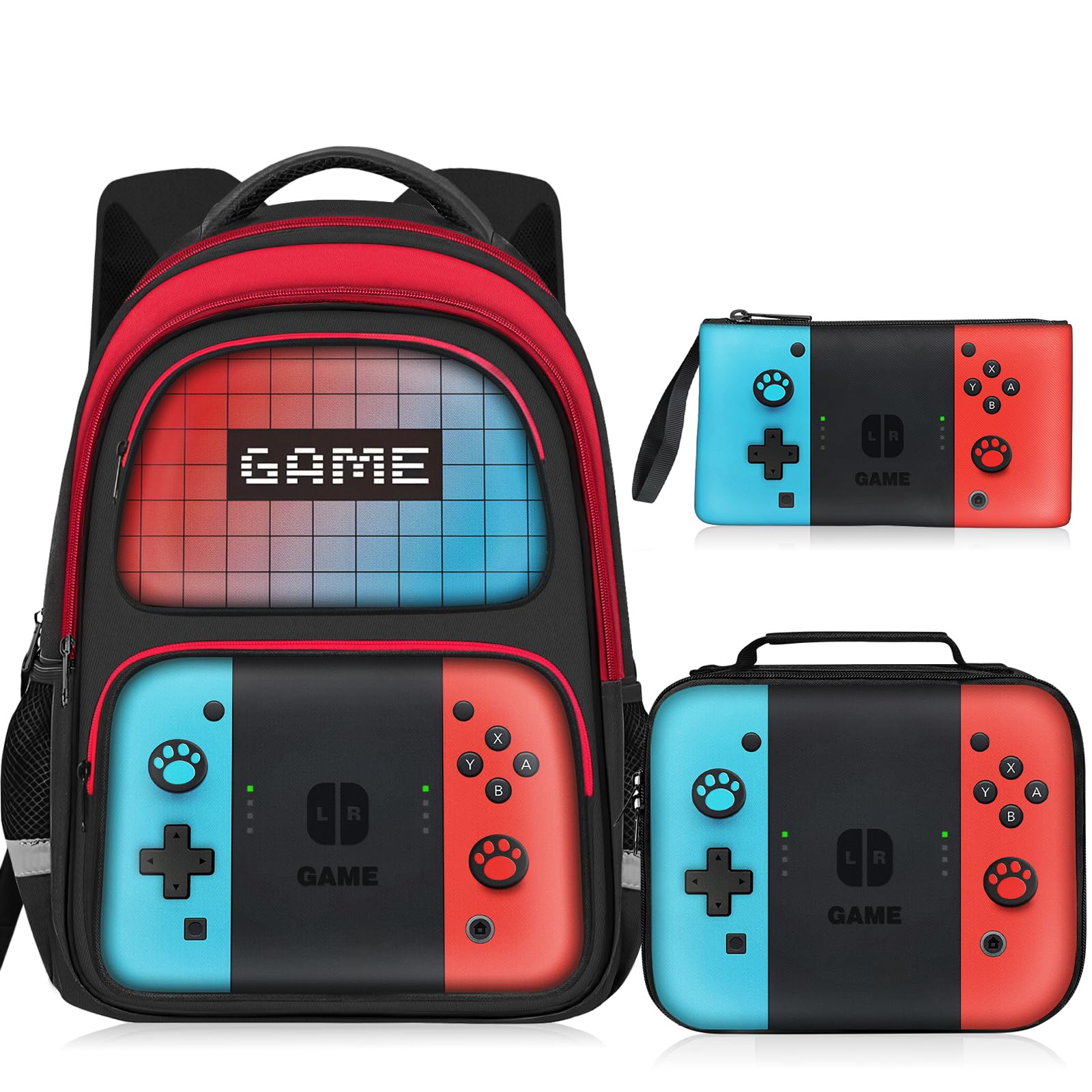 Kids Backpack For Boys，Gamer Boys Backpack For Children Teens Elementary Middle School, 17″ Students Bookbag