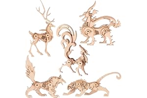 YII WMOC 3D Wooden Puzzles Animal Model - Collectibles Wooden Model Kits for Adults Desk Display Gift for Boys/Girls(5 pcs) (Animal Model)