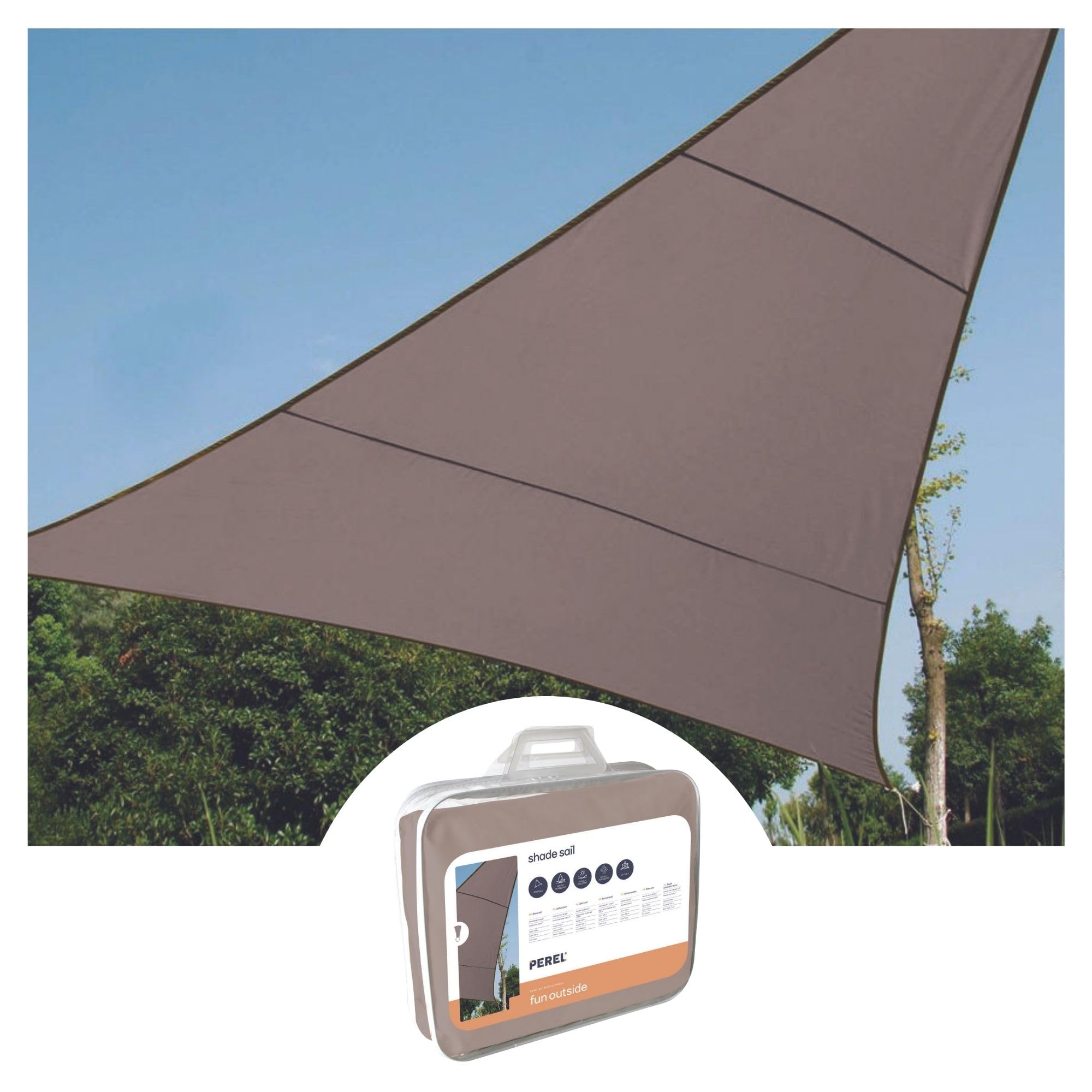 PEREL 3.6 x 3.6 x 3.6 m Triangle Shade Sail - Taupe