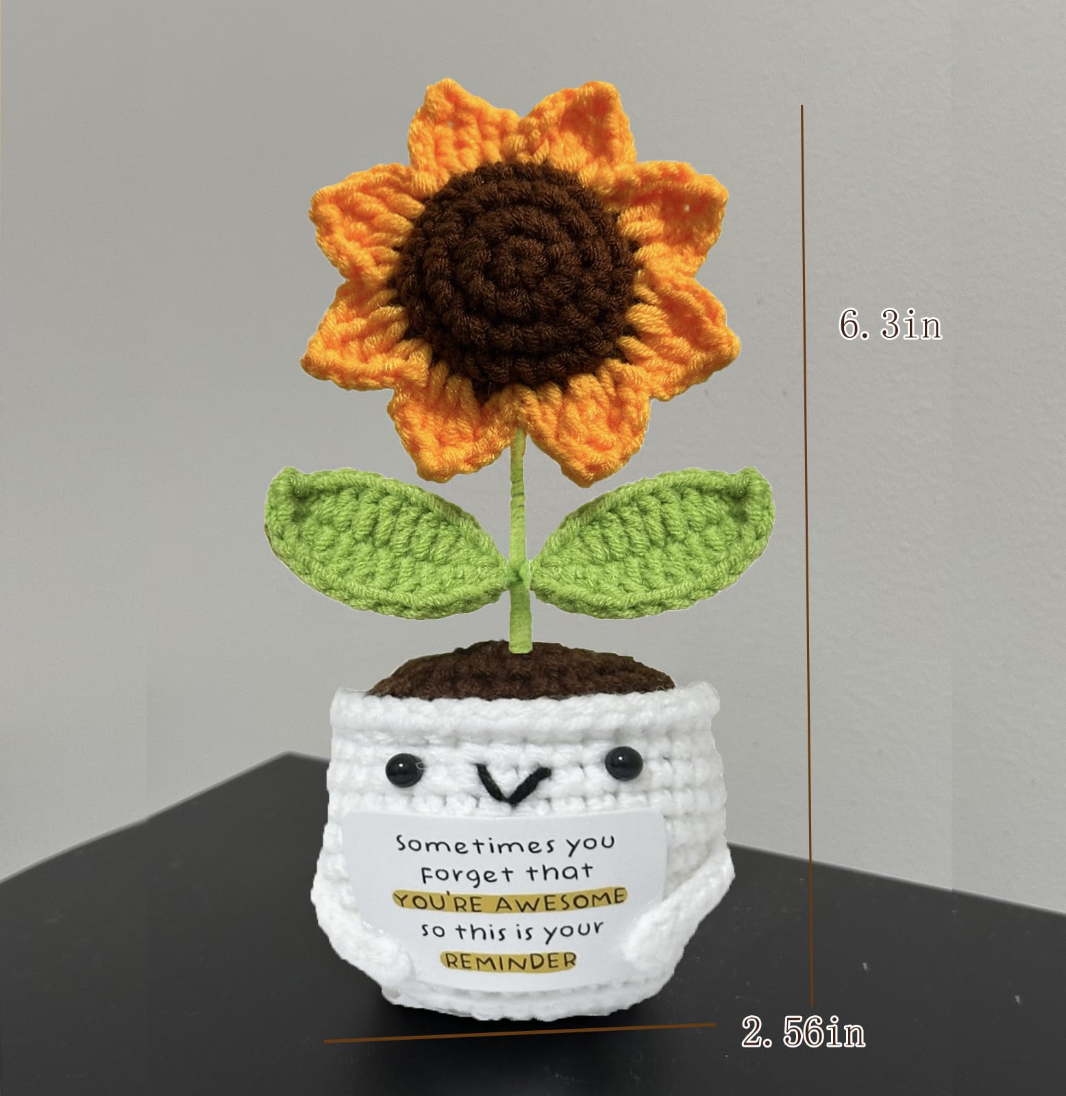 Positive Crochet Sunflowers - Sometimes You Forget You're Awesome - Inspirational Gifts for Women,Men,Emotional Support Crochet,Appreciation Sunflower Gifts for Sister,Best Friend,Coworker,Teacher