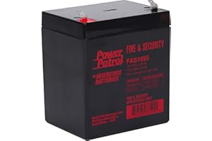 Interstate Batteries 12V 5Ah Fire & Security Battery - F1 Terminal, SLA AGM VRLA Power Patrol, Rechargeable Replacement for Fire Alarms, Locks, Security Systems (FAS1055)