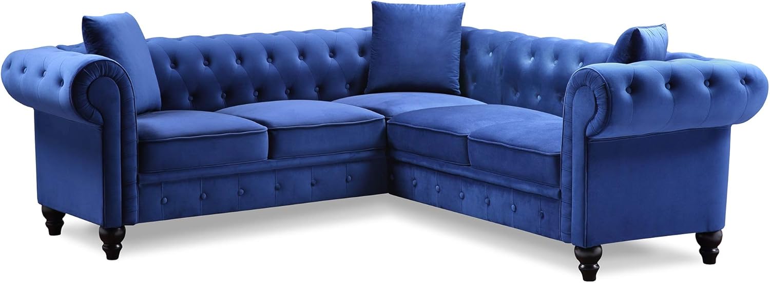 Amazon.com: Sectional Sofa Couch L-Shaped Tufted Velvet Upholstered 3