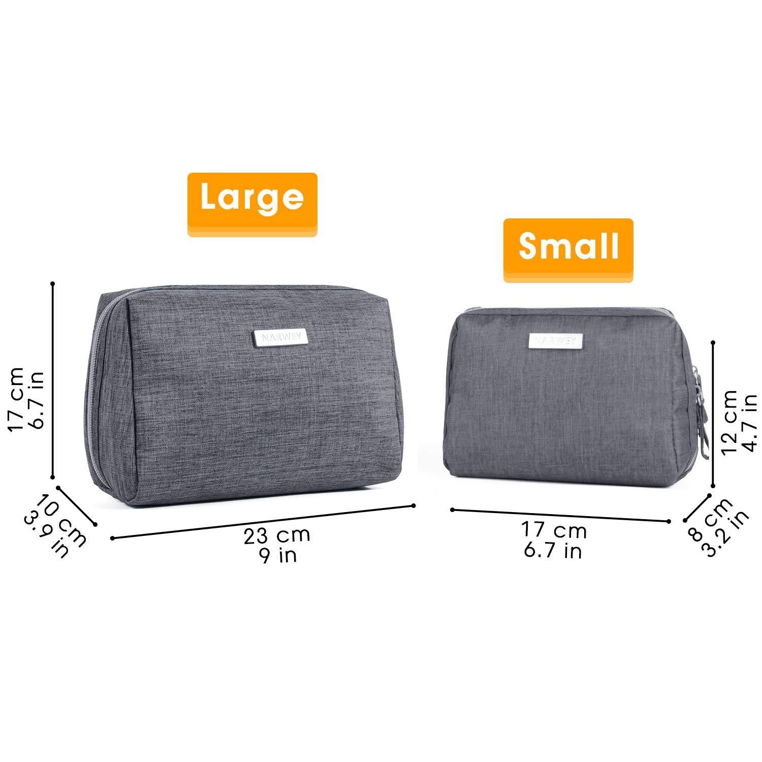 Large Makeup Bag Zipper Pouch Travel Cosmetic Organizer for Women and Girls (Large, Grey)