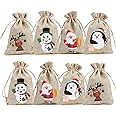 36pcs Christmas Drawstring Gift Bags - 4x6 Inch Jute Bags With 12 Holiday Designs