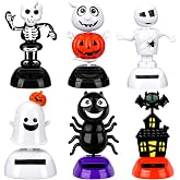 Welecom 6Pack Halloween Solar Powered Dancing Toys Skull Pumpkin Zombie Elf Witch Car Shaking Head Dancer Doll Halloween Toy Figurines Car Windowsill Decor for Car Dashboard Toys Gift Office Desk
