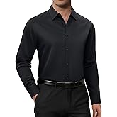 Alimens & Gentle Mens Dress Shirts Long Sleeve 4 Way Stretch Solid Collared Button Down Shirt Regular Fit Formal Business