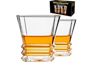PARACITY Whiskey Glasses Set of 2, Old Fashioned Cocktail Glass, 10 OZ Whiskey Glasses, Bourbon Glasses, Glasses for Scotch, Liquor Vodka, Bourbon, Whiskey Gifts for Men, Husband, Boyfriend