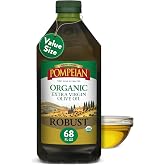 Pompeian Robust Organic Extra Virgin Olive Oil - 68 fl oz (2 L) | First Cold Pressed Olive Oil for Cooking - Full-Bodied Tast