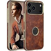 LOHASIC for iPhone 17 Pro Max Case, Vintage Leather Aesthetic Design, Slim Luxury PU Soft Non-Slip Grip Protective Case, Men Women Phone Cover for iPhone 17 Pro Max 6.9" (2025) - Brown