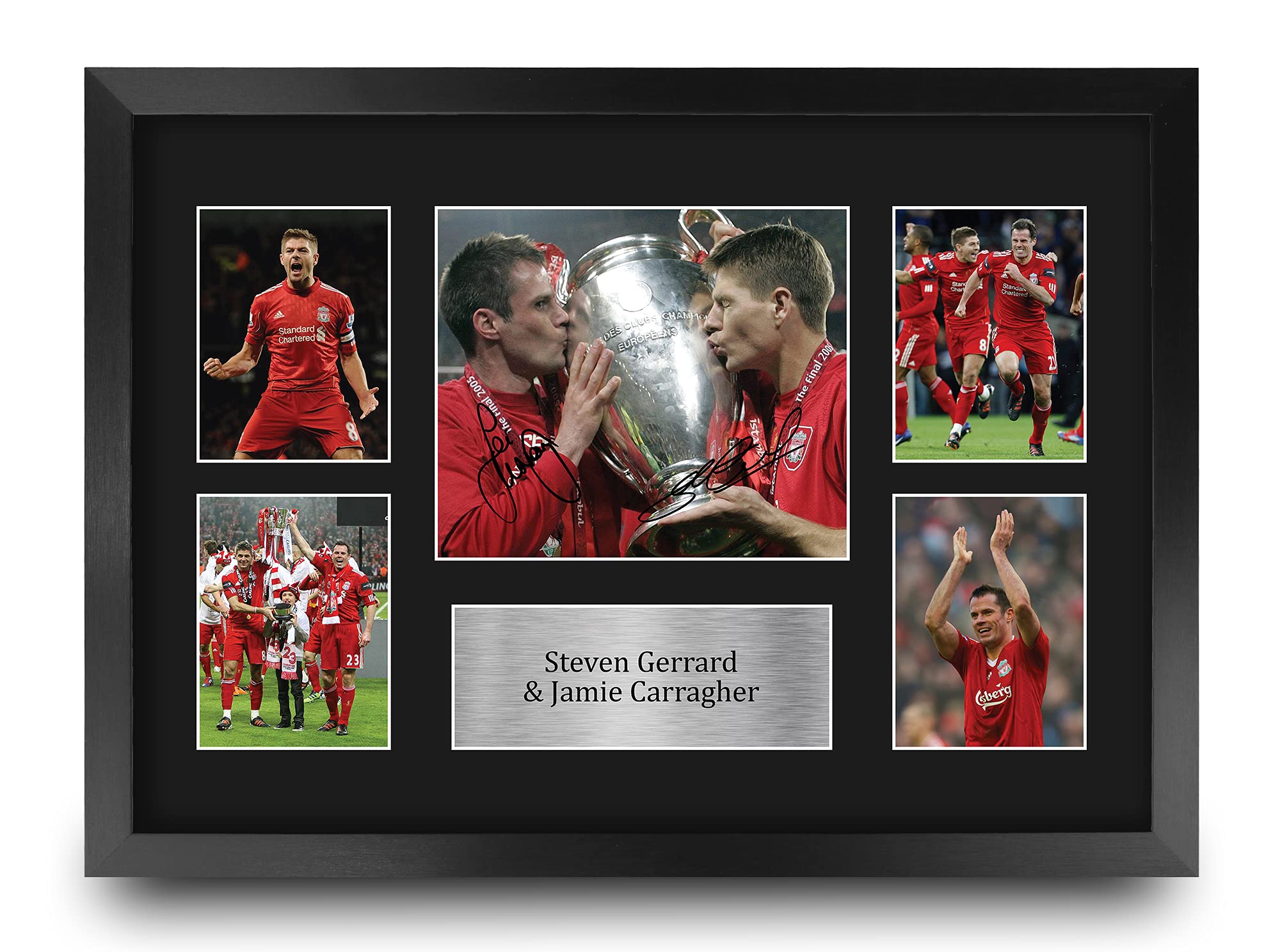 HWC Trading FR A3 Steven Gerrard & Jamie Carragher Liverpool Gifts Printed Signed Autograph Picture for Football Fans and Supporters - A3 Framed
