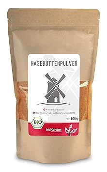 Bio Hagebuttenpulver (500g) in Rokostqualität von bioKontor | ganze Hagebutten vermahlen | 100% BIO - ohne Zusätze