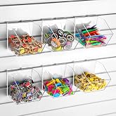 Remerry 6 Pcs Acrylic Slatwall Bins, 5.1 x 5.1 x 5.1 Inch, Clear | Slat Wall Mount Hanging Organizer Container Accessory, for Workshop Office Craft Garage Tool Storage Room Panel