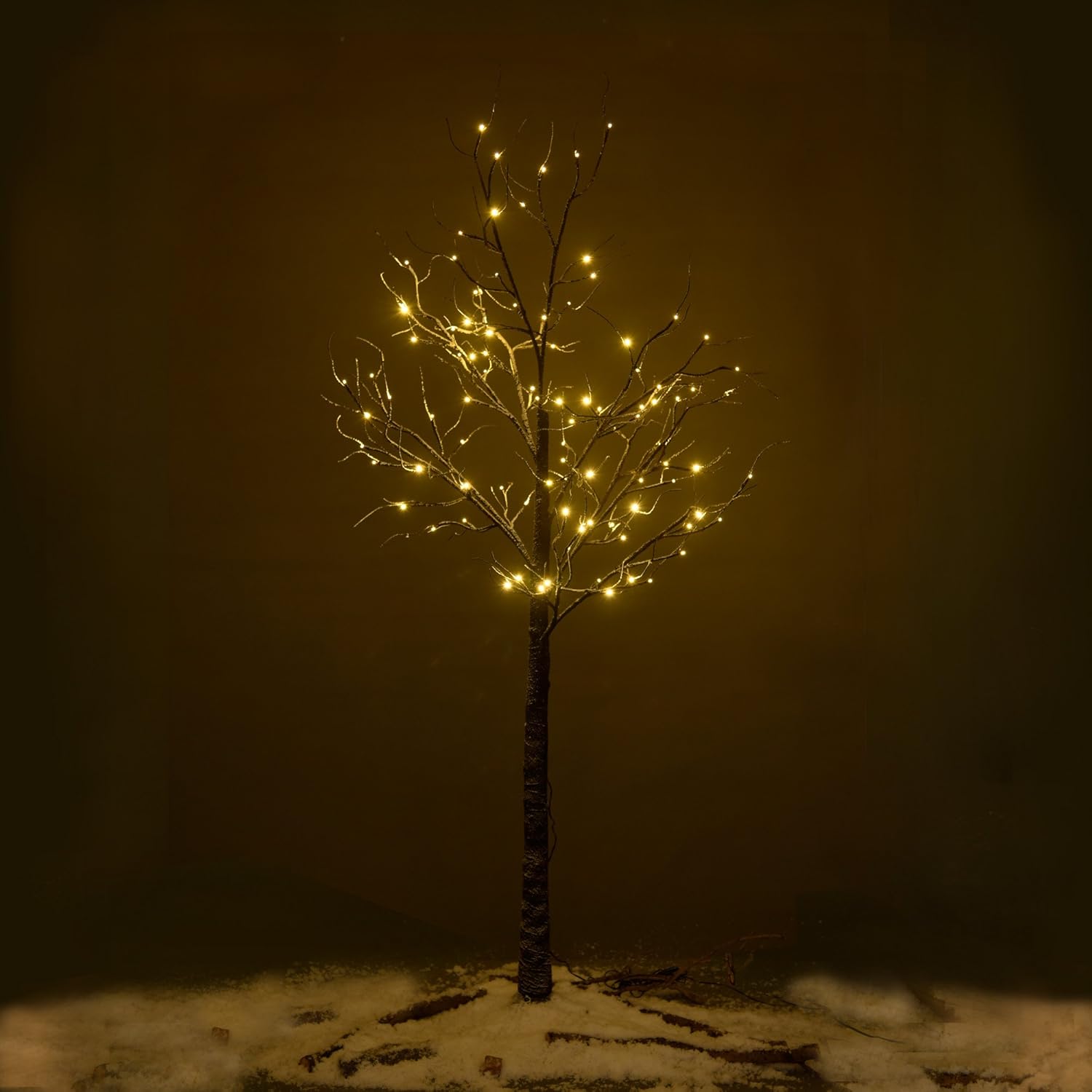 GOJOOASIS 6 Feet Lighted Snow Tree 96 LED Lights Warm White for Home Christmas Wedding Festival Party Decoration,Indoor and Outdoor Use