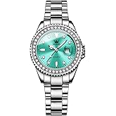 OLEVS Womens Watches Diamond Luxury Dress Gold Wrist Watch Stainless Steel Waterproof Luminous Date