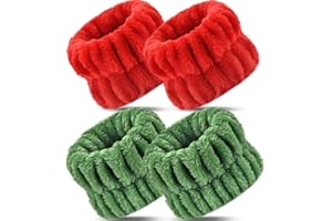 Darfukei Wrist Bands for Washing Face, 4pcs Spa Face Washing Wristbands, Microfiber Arm Wrist Towels, Absorbent Wash Wristbands for Woman Men, Prevent Water from Spilling Down Your Arms
