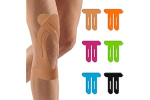 12PCS Precut Kinesiology Tape for Knees - Waterproof Knee Support Tape,Cotton Elastic Athletic KT Tape,Pain Relief Muscle Joi