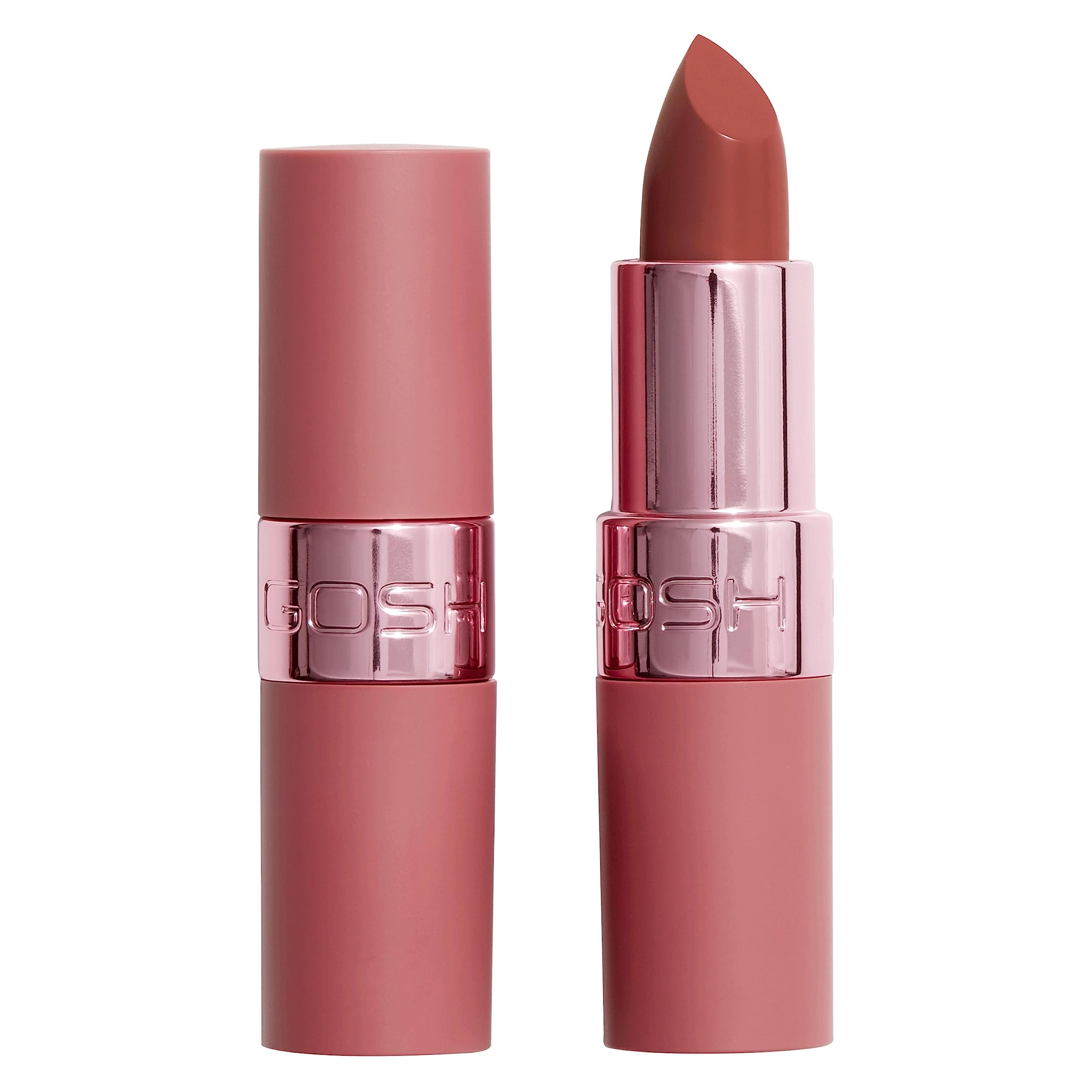 GOSH Lipstick Luxury Rose with Light Sheen I Intense Nude Shades for Natural Lips I Highly Pigmented, Moisturising Lip Stick for Soft Lips I Long-Lasting, Fragrance-Free & 100% Vegan I 003 Adore