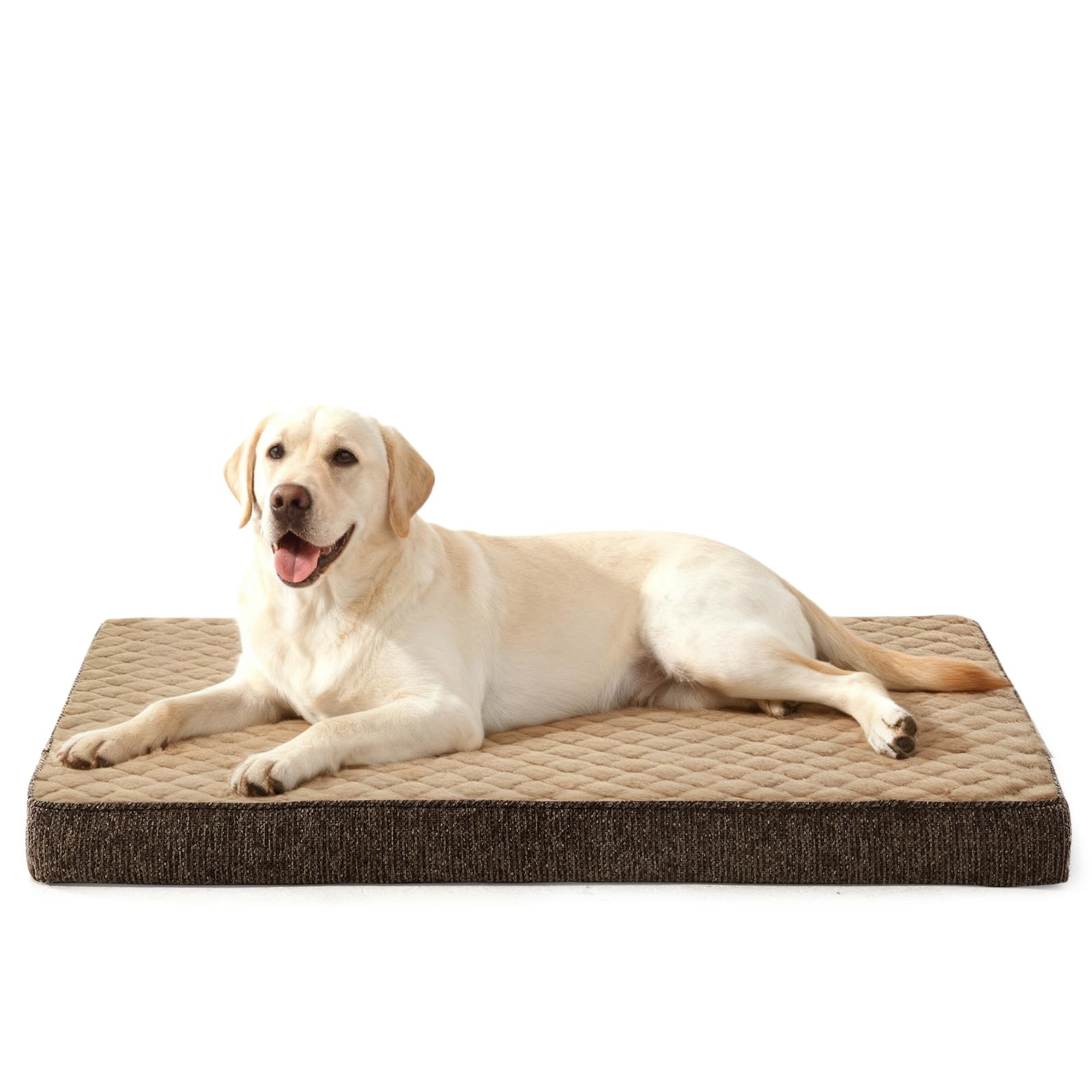JOEJOY Orthopedic Dog Bed XL, Washable Dog Crate Bed Large Sized with Removable Cover, Egg Memory Foam Big Pet Beds, Brown, 41"x27" Image