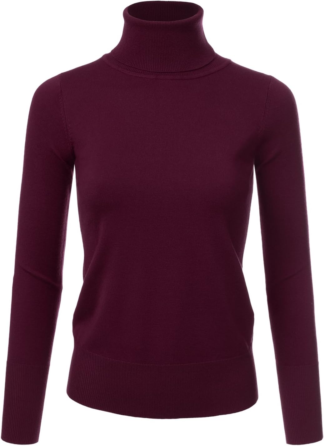 JJ Perfection Women's Stretch Knit Turtle Neck Long Sleeve Pullover Sweater