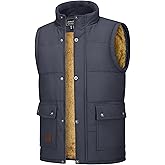 Cotrasen Men's Winter Warm Vests Outerwear Casual Fleece Lined Vest Puffer Sleeveless Jacket