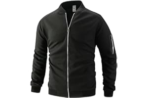 Mens Bomber Jacket Casual Lightweight Varsity Jackets Waffle Full Zip Coat With Arm Pocket, M-3XL Generic