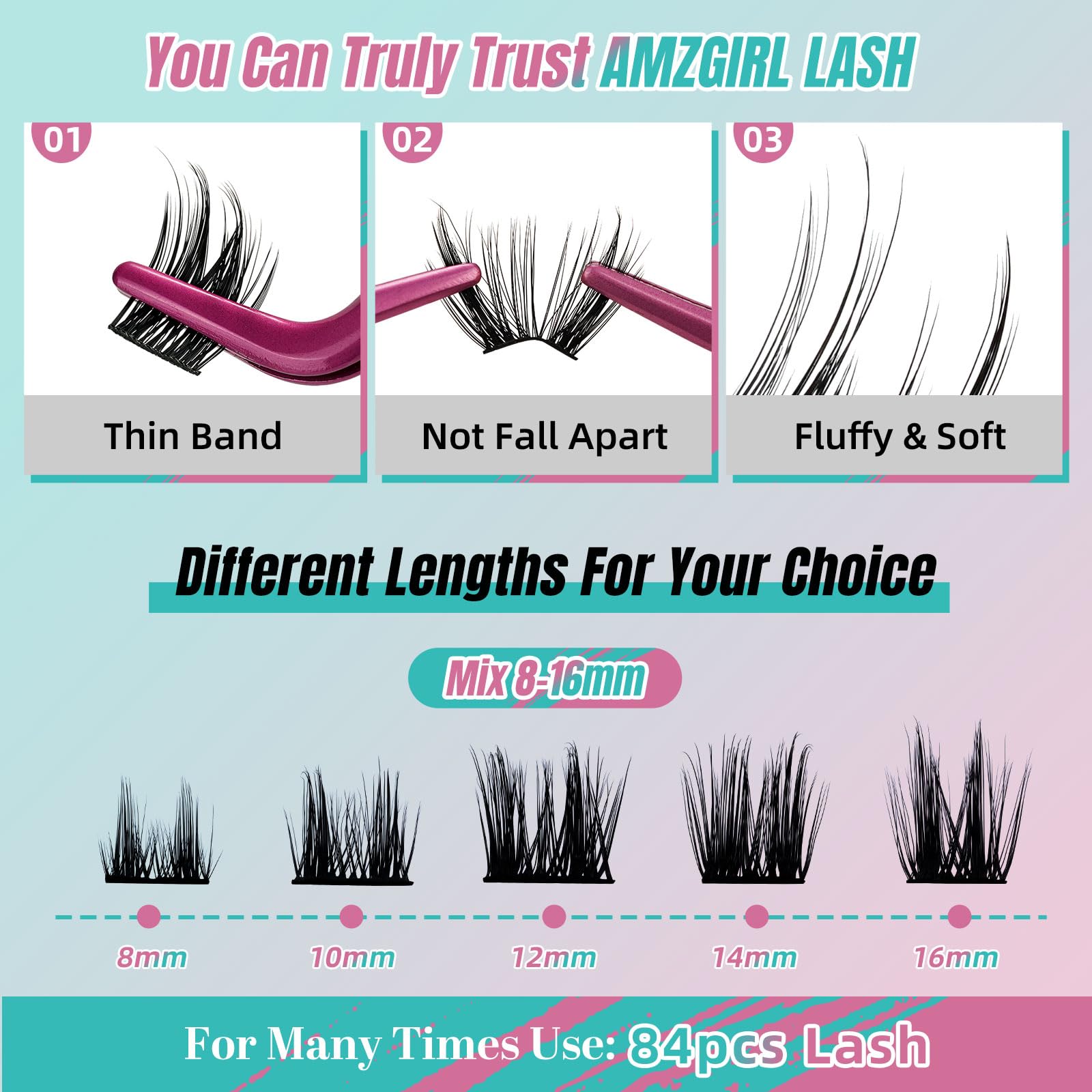 Lash Extension Kit 84Pcs,DIY Individual Lashes