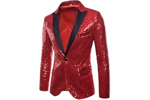 Cloudstyle Mens One Button Sequin Dress Suit Jacket Party Festival Tuxedo Sport Coat