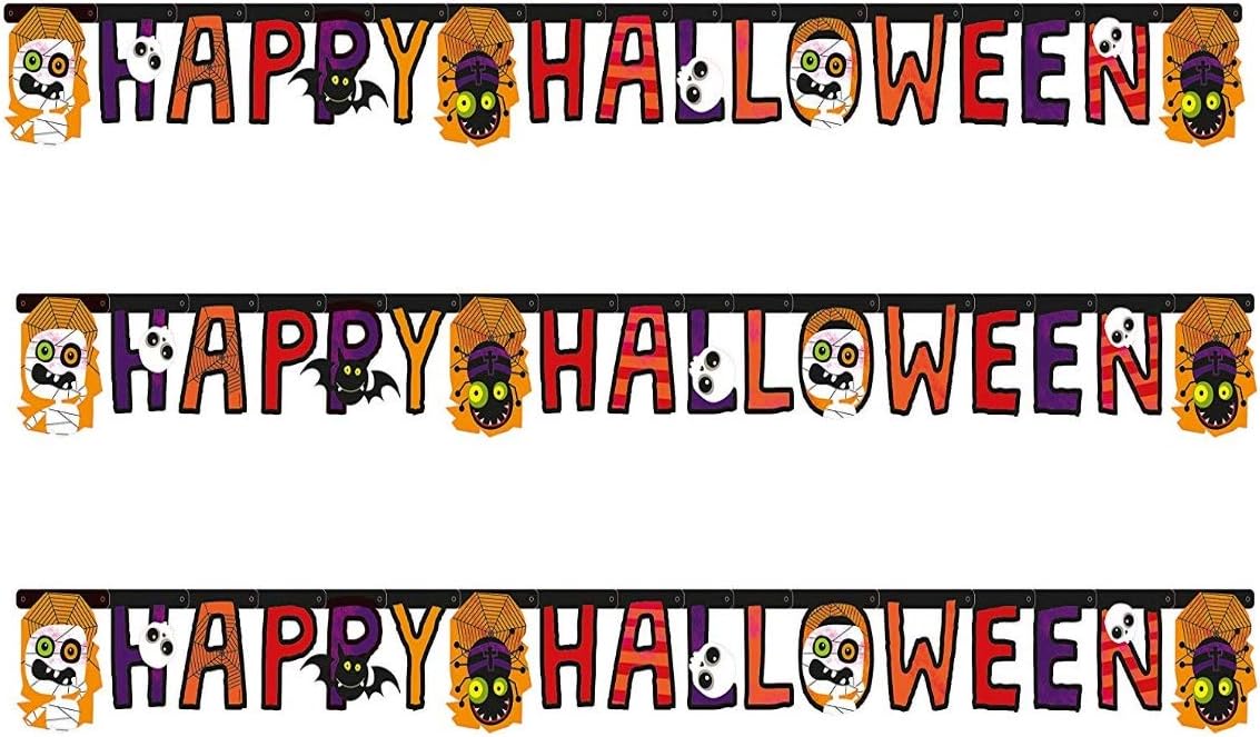 Mbb X 3 Happy Halloween Letter Banner Spooky Scary Party Garland Decoration Amazon Co Uk Toys Games mbb x 3 happy halloween letter banner