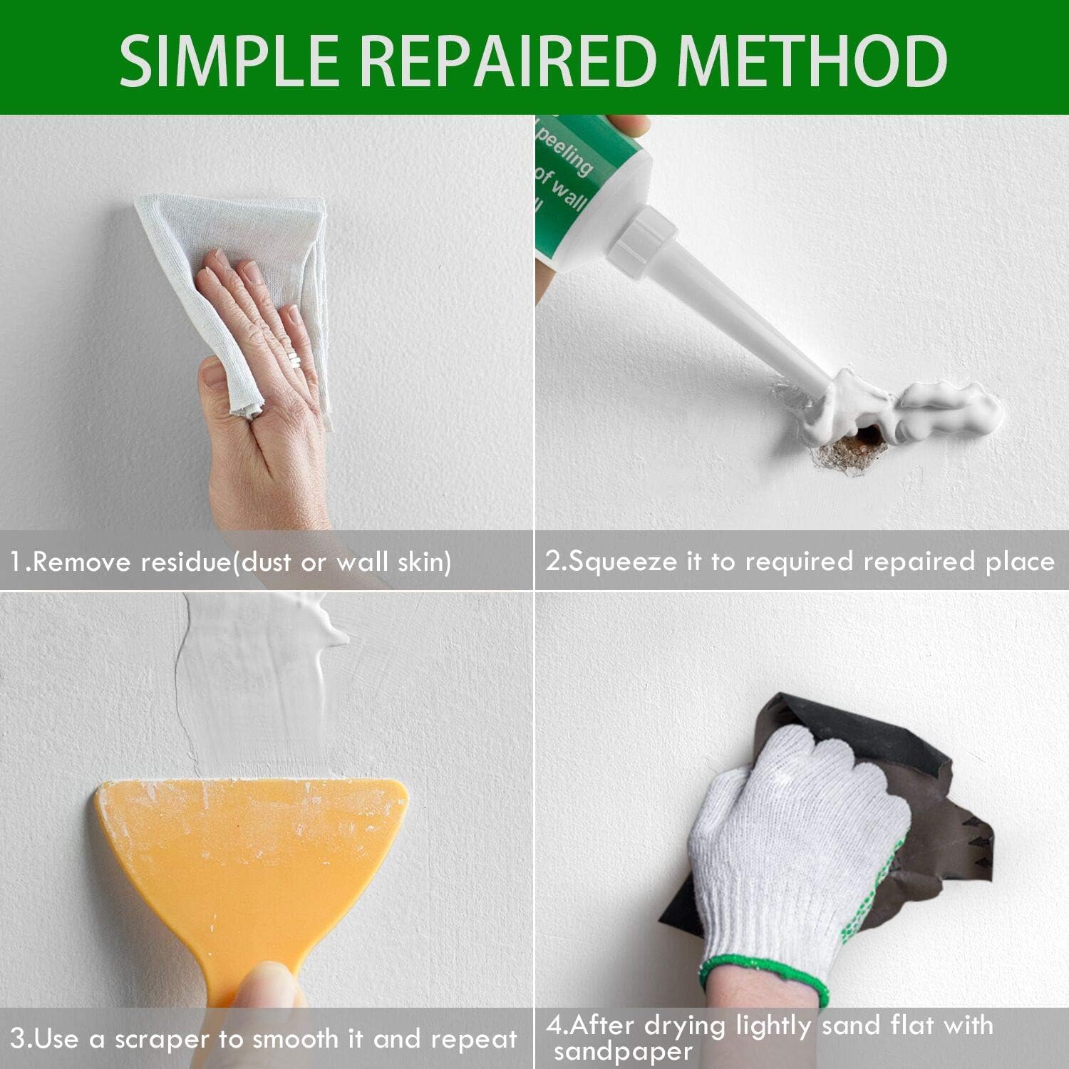 Wall Mending Agent, 130g safemend Wall Mending Agent with Scraper Wall